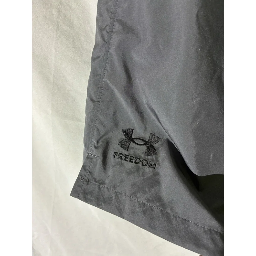 Under Armour Freedom Men's Gray Athletic Shorts Gym L Drawstring Pockets